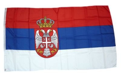 Fahne / Flagge Serbien mit Wappen NEU 90 x 150 cm