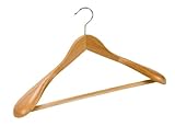 Mit rutschfestem Steg WENKOFormbügel Exclusive 45 mit Steg, Kleiderbügel mit rutschfestem Hosensteg, körpergeformt, breite Schulterauflage, Holz, 45 x 24 x 5.5 cm, Braun