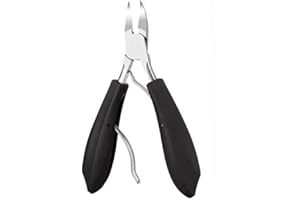 FGNUAY Coupe-ongles coupe-ongles pour ongles incarnés fongiques épais/ongles de pied – Coupe-ongles à manche long pour ongles incarnés, coupe-ongles en acier inoxydable (noir)