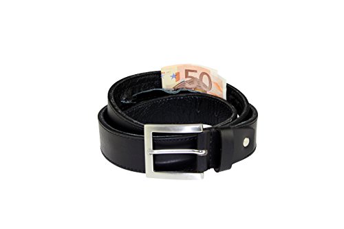 Preisvergleich Produktbild Leder - Tresorgürtel 100 cm schwarz - Safegürtel Geldgürtel