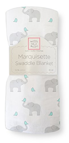 Preisvergleich Produktbild SwaddleDesigns Pucktuch aus Marquisette, Premium Baumwollmusselin, Elefant und Küken, Meerkristall