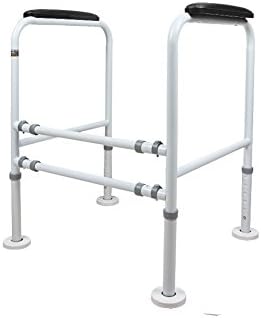 DFHHG® Toilet frame, Carbon steel White paint Free installation Booster frame Guardrail Bathroom Toilet Regular Sucker plate Base fixed Stable and strong ( Color : Base fixed )
