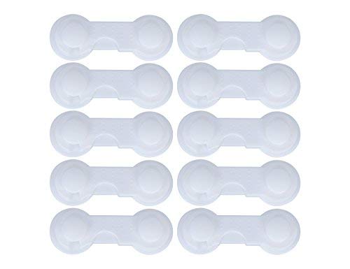 10 cerraduras de seguridad para bebés y niños autoadhesivas para cajones, armarios de cocina, puertas y frigoríficos (color blanco)
