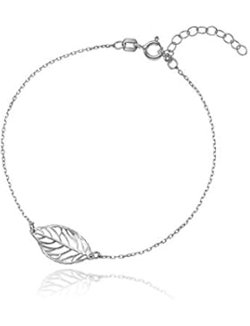 LillyMarie Damen Armband echt Silber Blatt-Anhänger längen-verstellbar Schmuck-Beutel, Geschenkideen beste Freundin