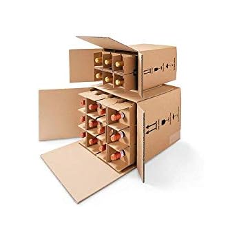 Kit Imballaggio Per 3 Bottiglie Di Vino - Scatola Cartone Con Inserti Polistirolo, Misure 350x125x350mm