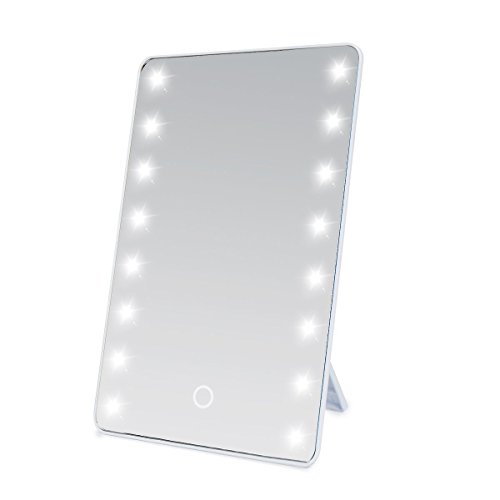 Wawoo® Make-up-Spiegel mit LED Beleuchtung Dimmbar durch Touch-Schalter + 16 LEDs + Ultra-High Definition Falterbar Standspiegel Profi Kosmetikspiegel Schminkspiegel Tischspiegel Batteriebetrieben (weiß) - 8