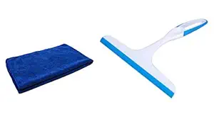 ManeKo Mirror/Glass Cleaning Silicone Wiper & Microfiber Cloth for Drying, Cleaning & Washing Car, Bike, Houseware Use Combo