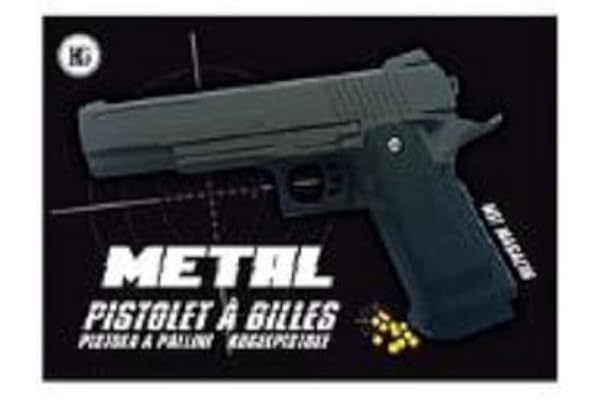 Pistolet a Billes 23 cm Metal Noir Spring 0.300 Joules Vente Interdite Aux Personnes Âgées De Moins De 14 Ans…