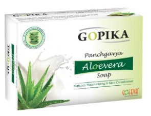 Goseva Gopika Panchgavya Aloevera Soap | Herbal Bathing Soap with skin hydrating properties | Suitable for All Skin Types | 75g Pack of 4