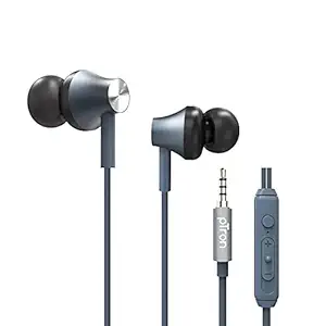 pTron Pride Evo HBE (High Bass Earphones) in-Ear Wired Headphones with in-line Mic, 10mm Powerful Driver for Hi-Fi Audio, Noise Cancelling Headset with 1.2m Tangle-Free Cable & 3.5mm Aux - (Grey)