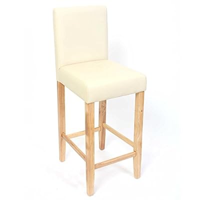 Mendler Lot de 2 tabourets de bar M37, simili-cuir mat, crème/pieds clairs