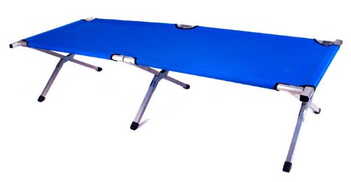 Goods & Gadgets GmbH Faltbares Army Feldbett aus Aluminium - klappbares Campingbett & Gästebett (Blau)