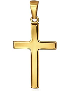 CLEVER SCHMUCK Goldener Anhänger Kreuz 24 mm schlicht glänzend 333 GOLD 8 KARAT