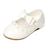  O&N Mädchen Schule Schuhe Blumenmädchen Kleid Ballett Mary Jane Bow Flache Schuhe