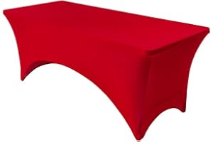 Spandex Table Cover for 6Ft or 4fT Table Universal Fitted Stretch Tablecloth for Party, Banquet, Wedding and Events-Red