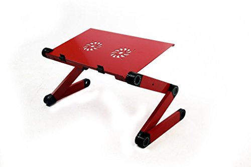 Colorfulword Einstellbare Frühstück Tablett Belüftete Laptop Tabelle Notebook Laptoptisch Laptop Ständer Tisch - Aluminium - Ausklappbare Ebenen - Schwarz (RED)
