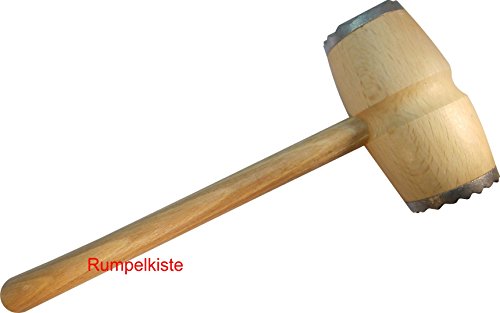 Fleischklopfer Fleischhammer mit Metall besetzt, aus Buchenholz