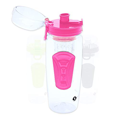 Sportsastisch Top¹ Bottiglia Bottiglia Acqua Detox Fruity Star (900ml) con infusore di fruttae Tappo a Vite | Rosa | Bottiglia Tritan per Fitness, Sport, Scuola e Outdoor | Fino a 3 Anni di Garanzia²