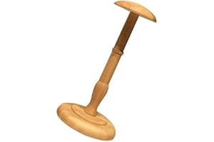 Tuoservo Wooden Short Wig Stand Wig Holder for Wigs and Hats Wig Stand Dryer (Brown, L)