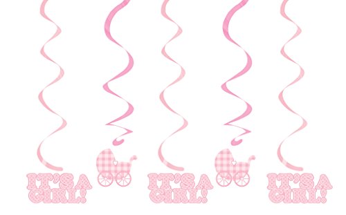 59-teiliges Dekoset * BABY GIRL * für eine Baby-Party // mit Tischdecke + Deko-Hänger + Girlande + Konfetti + Luftballons + Luftschlangen // Dekoration Shower Mädchen Nachwuchs Kind Eltern - 3