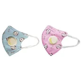Vritraz PM 2.5 Children Anti-Pollution Activated Carbon Reusable Face Mask (Blue & Pink, With Valve, Pack of 2) for Kids