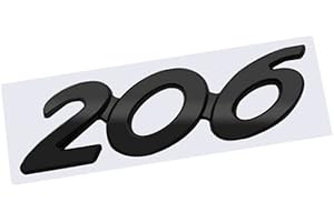 LXDZXY 3D Brillant Noir Chrome Argent Métal Logo Emblème Badge Autocollant Autocollant De Voiture pour Peugeot 206 Accessoires De Voiture,1