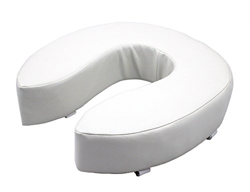 [Liquidación de Stock!!] ObboMed MU-3404 Asiento Cojín Elevador para Inodoro/Asiento para Inodoro Acolchado para Ancianos, Mayores; Blanco - 10 cm / 4 Pulgadas
