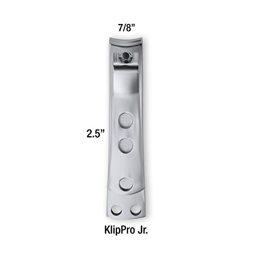 ClipPro (Formerly KlipPro) Fingernail Clipper - Brushed Stainless Steel, Easy Grip Handle, Built-In Nail File, 2.5