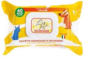 Leopet Lot de 40 lingettes désinfectantes et nettoyantes pour chiens et chats au parfum de citronnelle