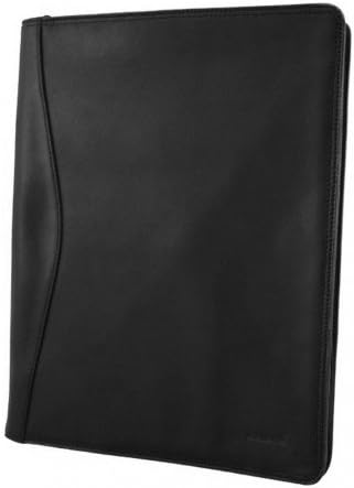 Charmoni – Various Zip 100% Real Genuine Cow Leather Note Pad Folder A4 Document Holder Card New MAYEUL Black Size: One Size