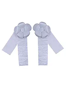 Kuber Industries Velvet Curtain Tie Back Set, 22x7x7 cm, Silver, 2 Pieces