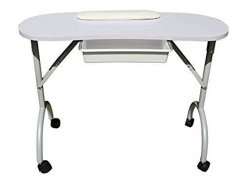 WHITE PORTABLE PROFESSIONAL MANICURE NAIL HAND ART BEAUTY TABLE FOLDING FOLDABLE DESK
