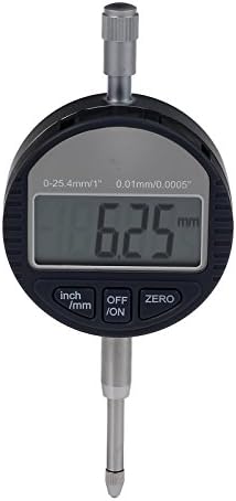 Rhinocoeu Digital Indicator Electronic DTI Dial Tester 0.01mm/.0005''Clock Gauge 0- 25.4mm/1''-Silvery