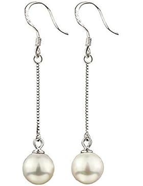 Ohrringe mit Perlen 925 Sterling Silber Lang Hängend Weißgold Vergoldet Fein Schmuck