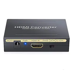 Rec Trade HDMI Audio Extractor, 4K HDMI to HDMI Audio Converter HDMI Video Adapter Splitter Digital to Analog Stereo R/L Audio Extractor Support 4K@30Hz Full 1080P HD 3D with HDMI Cable (RTT-EXT-0086)