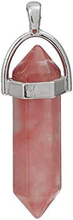 1 x Natural Cherry Quartz Crystal Healing Point Chakra Cut Gemstone Pendant Reiki Necklace - LB75390