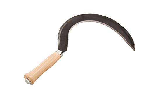 'Krafts' Gartensichel für Linkshänder Gewicht 300 g aus einwandfreiem Eschenstiel 14 cm und im Feuer gehärteten Stahl 100% handegemacht in Deutschland inkl. gratis Schleifstein