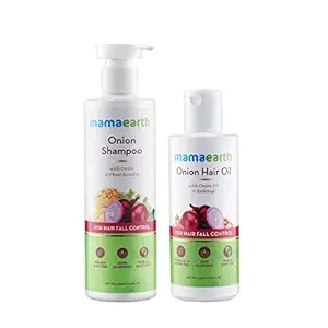 Mamaearth Anti Hair Fall Express Spa Range with Onion Hair Oil + Onion Shampoo for Hair Fall Control 250ml