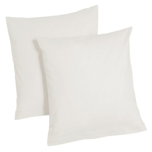 2er Pack Baumwolle Renforcé Kissenbezug Kissenhülle Dekokissen 80×80 40×80 40×40, Farbe:Weiß;Größe:2x 80×80 cm Kissen - 2