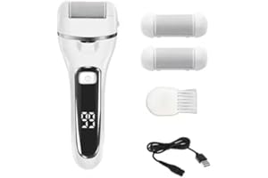 HUPECHAM Electric Foot File for Hard Skin - Callus Remover Grinder for Feet with Led Display for Removing Hard, Dead Skin - Foot Scraper Scrubber, Pedicure Sets for Feet - Includes 3 Roller Heads