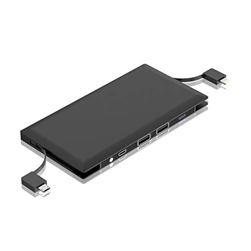 Moniko Batterie Externe 9000 mAh Chargeur Portable Universel avec C  bles Micro USB et Lightning Int  gr  s Batterie de Secours pour iPhone iPad Samsu