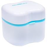 Medokare Denture Case with Strainer, Denture Cup with Lid, Dentures Box, Dental Retainer Container, Denture Bath Cleaning Soaking Cup, Mouth Guard Night or Gum Shield Travel Storage Case