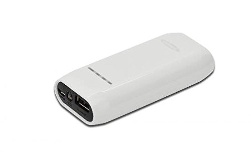 ednet 31881 Power Bank mit LED-Taschenlampe, Kapazität: 4.400 mAh, 1x USB Port (1A) + Micro USB, kompakte Größe, weiß
