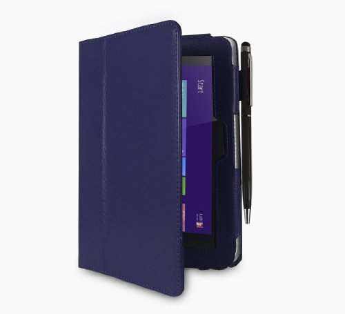 Acer W3-810 Tablet Case / Tablet Case / Schutzhülle in MARINEBLAU mit integrierter Standfunktion ( PropUp Stand ) & Handschlaufe ( Hand Strap ) von G-HUB® – PropUp Stand Hülle / Fall / Tasche / Folio für Acer W3810 ( Alle 8,1 Zoll Modelleeinschließlich: 32GB / 64GB / 3G / LTE / BlueTooth / WiFi / 2013 modèle , etc. ) Jetzt mit BONUS: G-HUB ProPen Stylus - 6