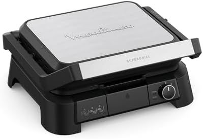 Moulinex SuperGrill 3 in 1, Modalità Griglia a Contatto, Barbecue e Modalità Forno, con Termostato Regolabile, Facile da Pulire, Design Salvaspazio, Riscaldamento Rapido, GI510D