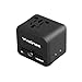 Produktbild Universeller Reiseadapter, Reisestecker mit 2 USB Anschlüssen, Internationales Reise Ladegerät, Sicherheits AC Netzteil mit Sicherung und Überspannungsschutz für weltweite Reisen in Großbritannien, EU, USA, AU, CN, Asien Über 150 Länder, schwarz, Beförderung