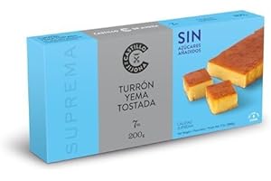 Castillo de Jijona - Torrone Yema Tostada Senza Zucchero 200gr - Torrone Senza Zucchero - Morbido e Cremoso - Senza Glutine - Qualità Suprema - Ricetta Artigianale - Prodotto in Spagna (Jijona)