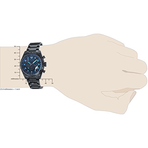 Swiss Eagle Men's Chronograph Engineer Field Quartz Watch with Black Dial Analogue Display and Black Stainless Steel Plated Bracelet SE-9062-88