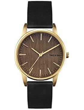 TAKE A SHOT | Armbanduhr | Polly | Zifferblatt aus Holz | Walnussholz | Holzuhr | Gold | 36mm