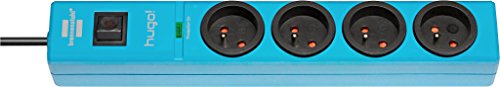 Book's Cover ofHugo Brennenstuhl 1150611384 Bloc de 4 Prises 2 m H05VVF 3G15 avec parasurtenseur 19500 A Azur